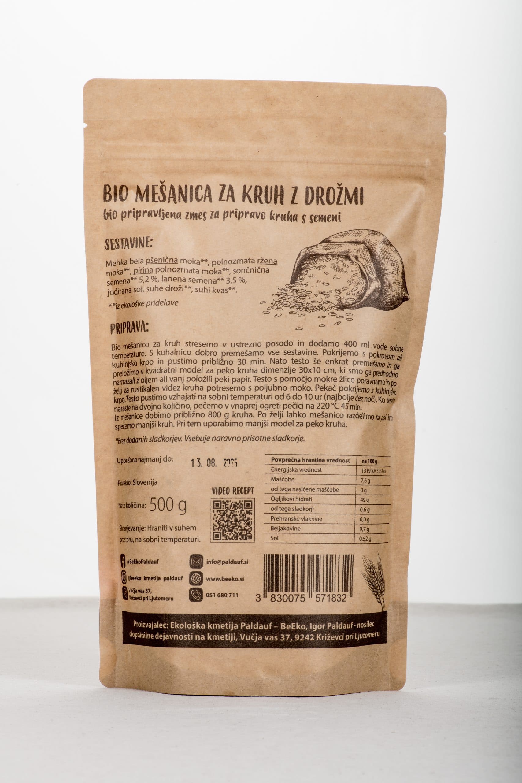 Bio mešanica za kruh z drožmi BeEko